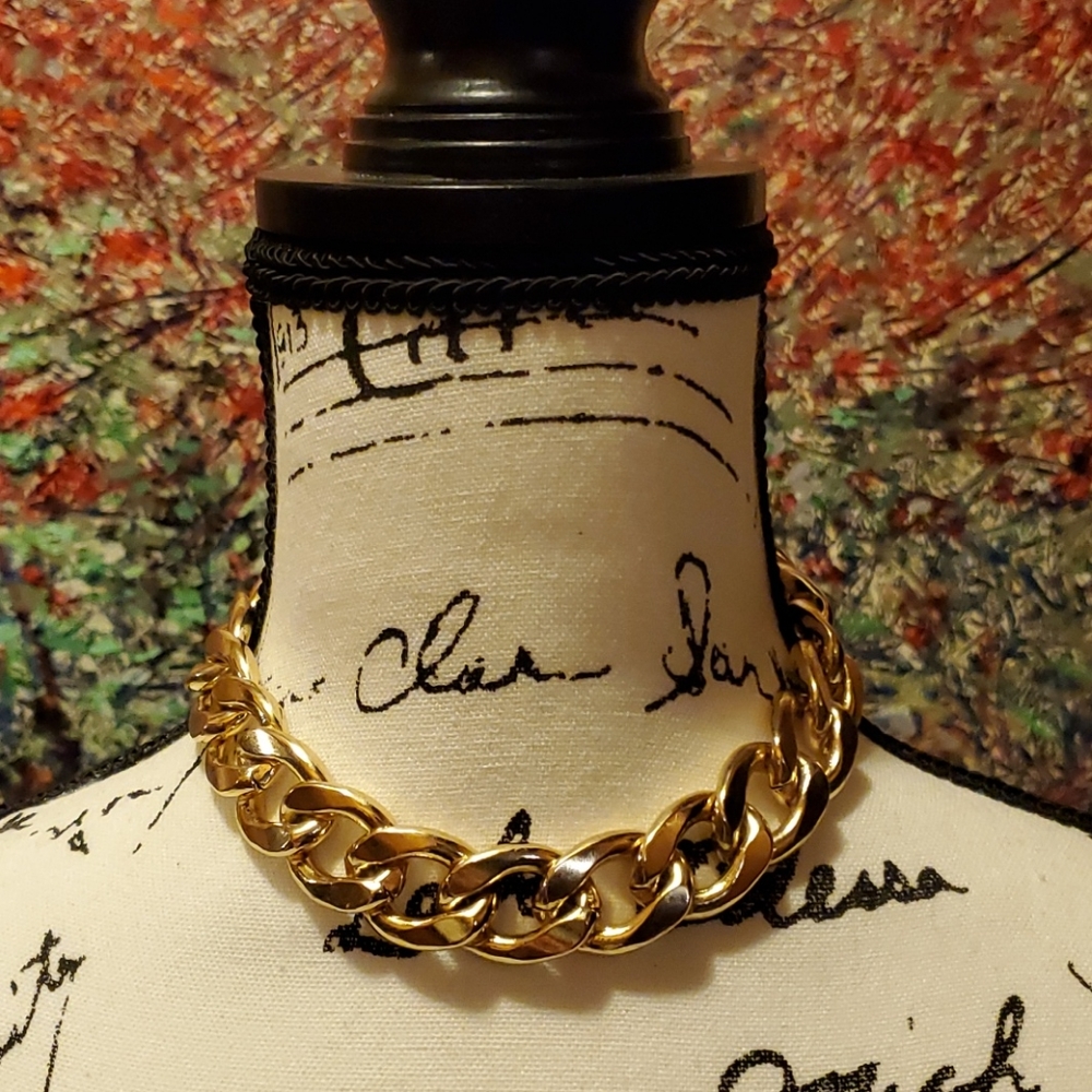 Chunky Gold Plated Choker Necklace, Excellent